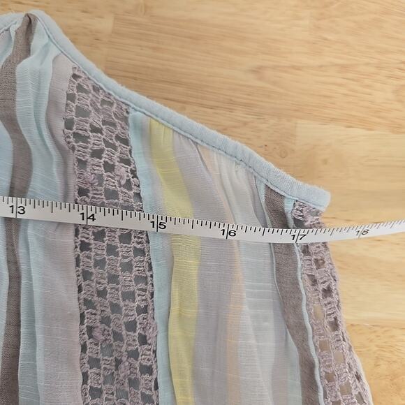 Soft Surroundings Striped Crochet Maxi Dress Blue Stripe Sleeveless Size Medium - Picture 5 of 9